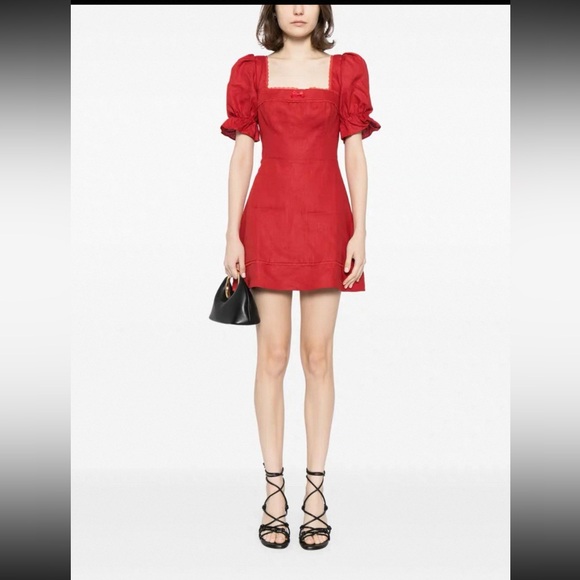 Reformation Evianna Linen Dress in red - Picture 3 of 5